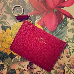 Red coach card holder with key ring NWT